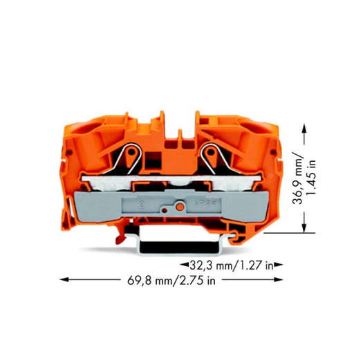 Topjob-S 2016-1202 (2-Port, 16mm², 76A, Orange) dimensions