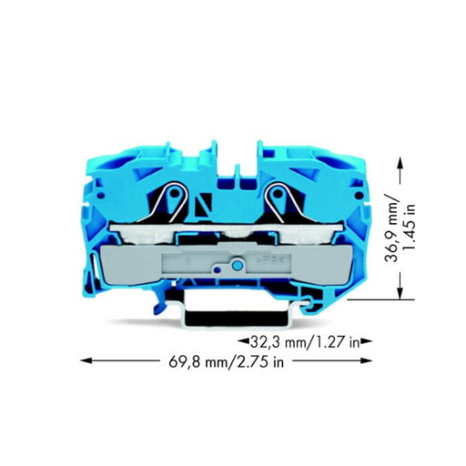 Topjob-S 2016-1204 (2-Port, 16mm², 76A, Blue) dimensions