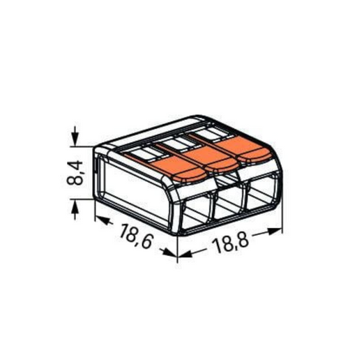 Wago 221-413 connecter dimensions