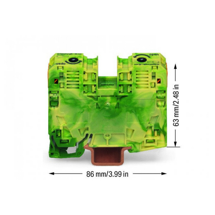 Wago 285-137 125A Terminal Block - Green/Yellow — Connector Warehouse